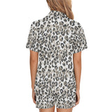 Leopard skin print pattern Women's V-Neck Short Pajama Set