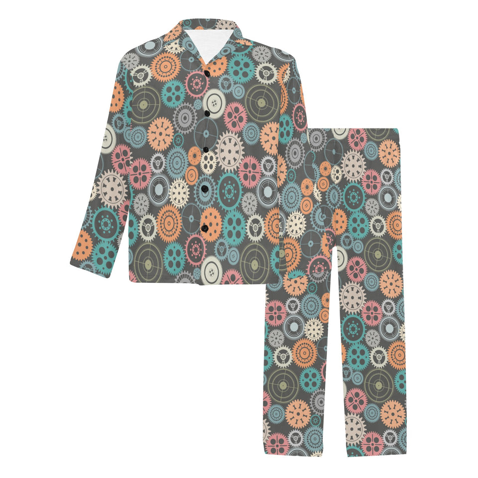 Gear Pattern Print Design 05 Men's Long Pajama Set