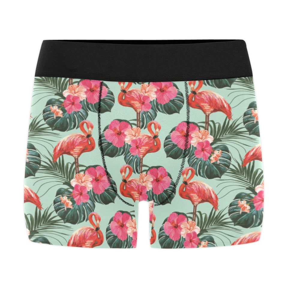 Beautiful flamingo tropical palm leaves hibiscus p Men's All Over Print Boxer Briefs Men's Underwear