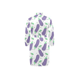 Eggplant Pattern Print Design 05 Men's Long Sleeve Belted Night Robe