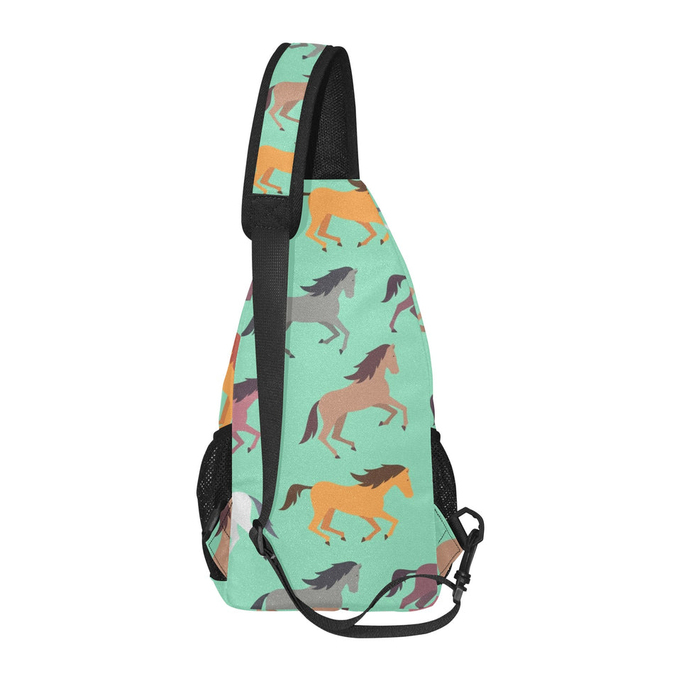 Colorful horses pattern All Over Print Chest Bag
