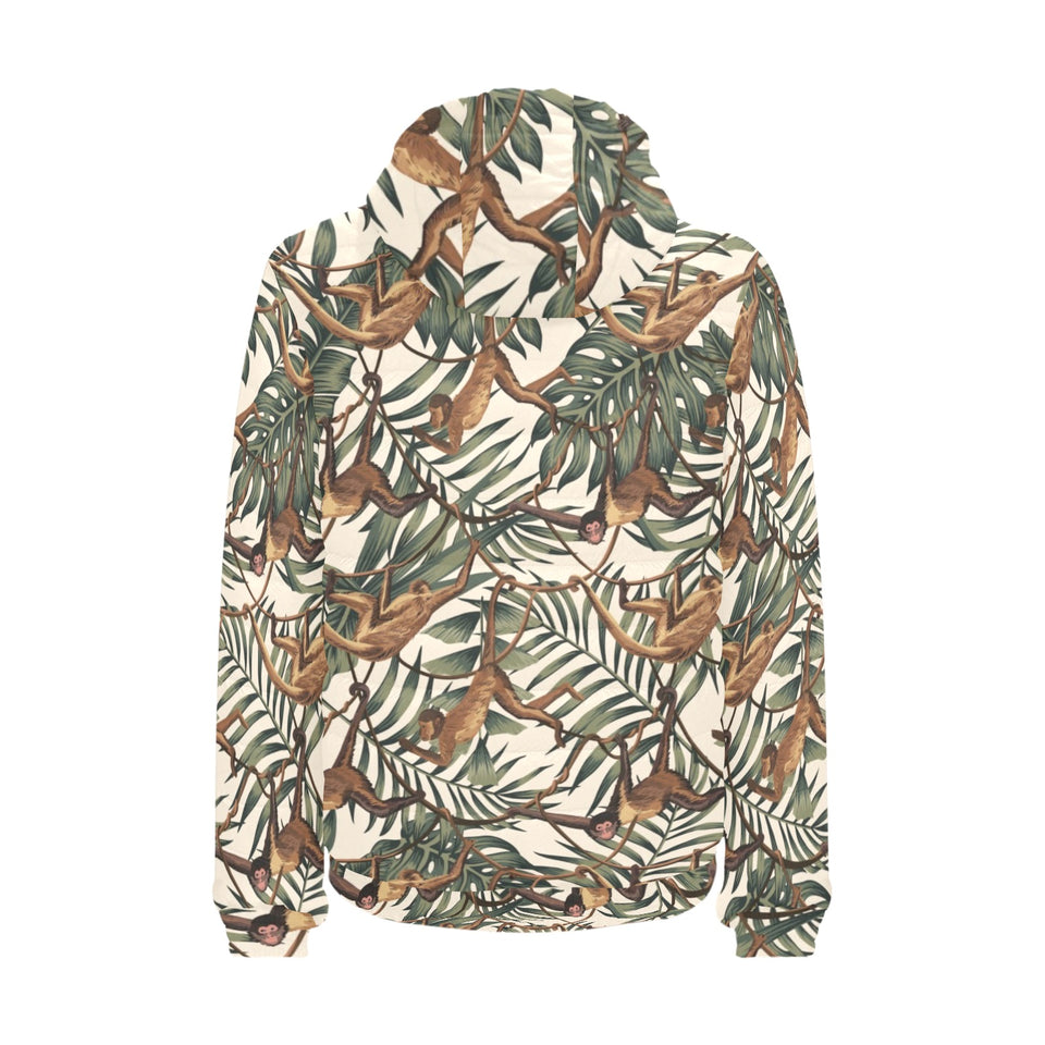 Monkey tropical leaves background Men's Padded Hooded Jacket