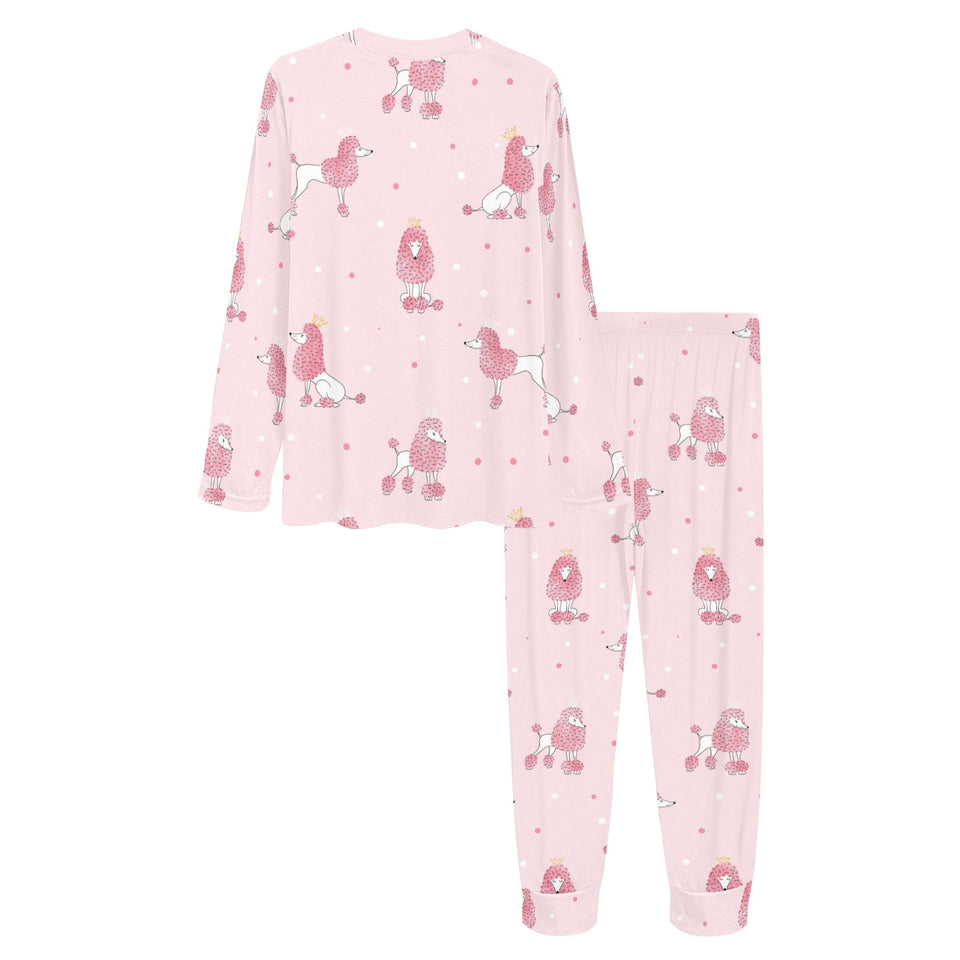 Poodle dog pink color theme Women's All Over Print Pajama Set