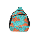 Octopus turquoise background All Over Print Chest Bag