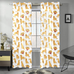 Golden Retriever Pattern Print Design 05 Gauze Curtain