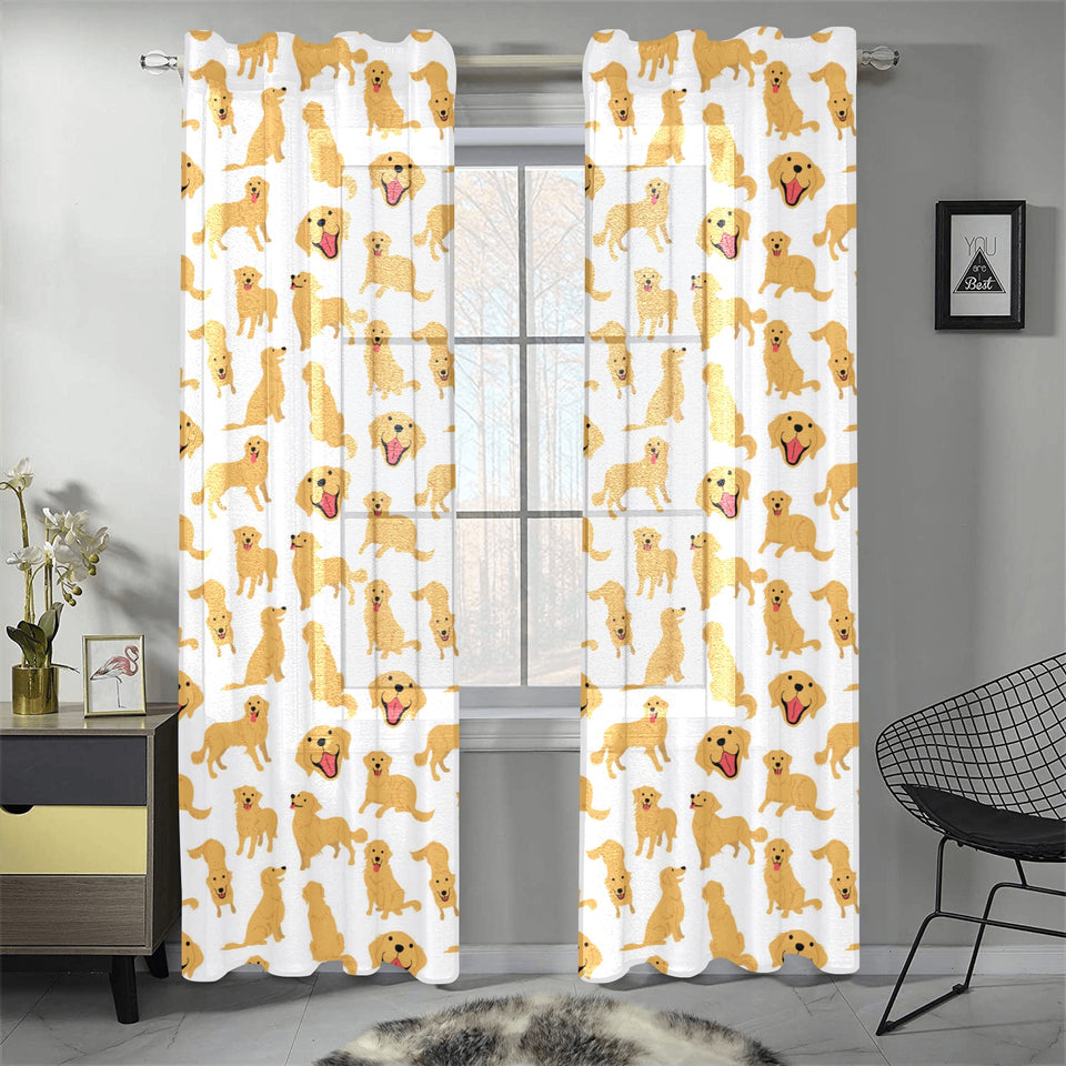 Golden Retriever Pattern Print Design 05 Gauze Curtain