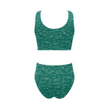 Math Pattern Print Design 01 Chest Bowknot High Waisted Bikini Swimsuit