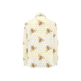 Bee honeycomb seamless design pattern Women's Long Sleeve Polo Shirt