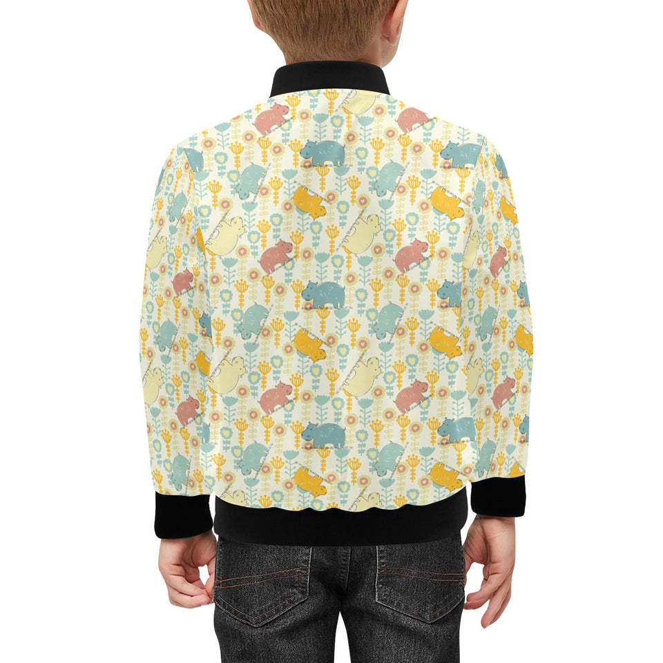 Hippopotamus Pattern Print Design 04 Kids' Boys' Girls' Bomber Jacket