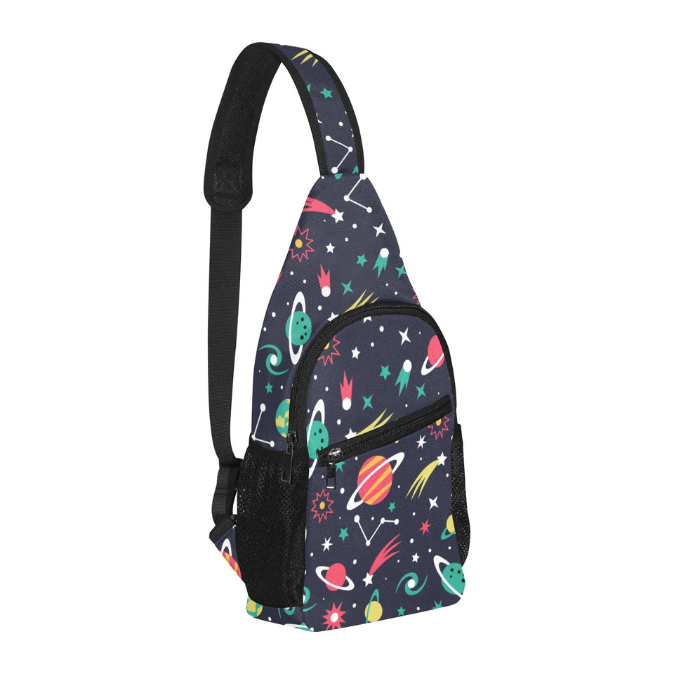 colorful space pattern planet star All Over Print Chest Bag