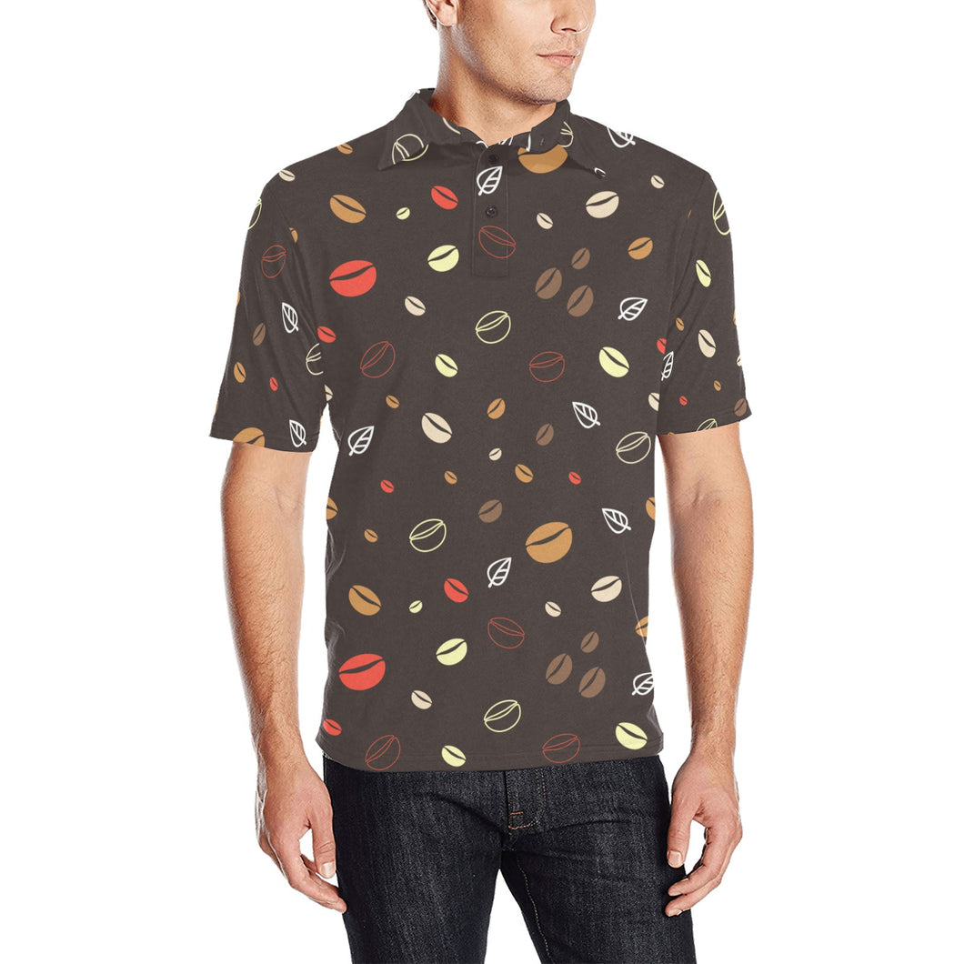 Coffee bean leave pattern Men's All Over Print Polo Shirt