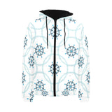 nautical steering wheel chain Men's Padded Hooded Jacket