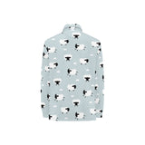 Sheep polka dot cloud pattern Women's Long Sleeve Polo Shirt