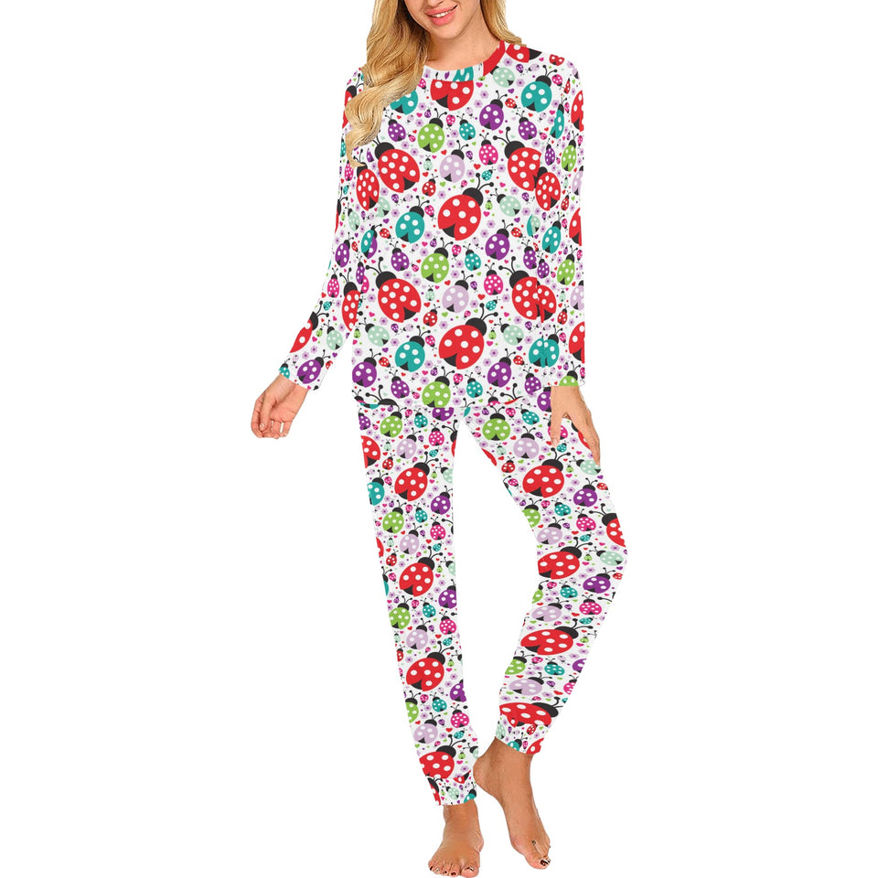 Ladybug Pattern Print Design 03 Women's All Over Print Pajama Set