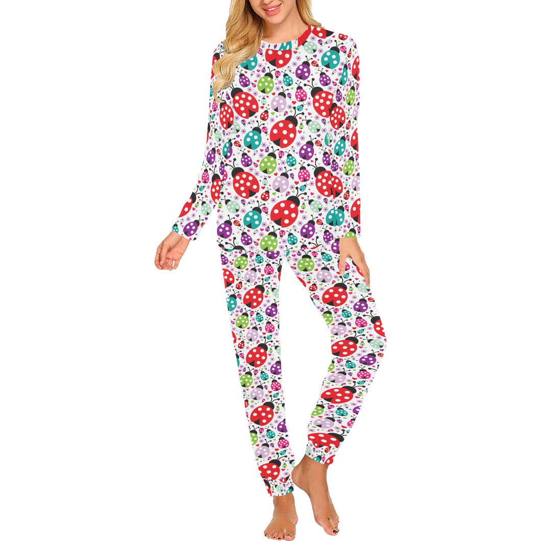 Ladybug Pattern Print Design 03 Women's All Over Print Pajama Set