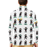 Cute ninja katana sword pattern Men's Long Sleeve Polo Shirt