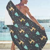 Deers star tree pattern Beach Towel