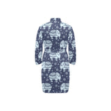 Elephant tribal design pattern Men's Long Sleeve Belted Night Robe