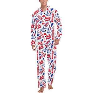 British Pattern Print Design 01 Men's Long Pajama Set