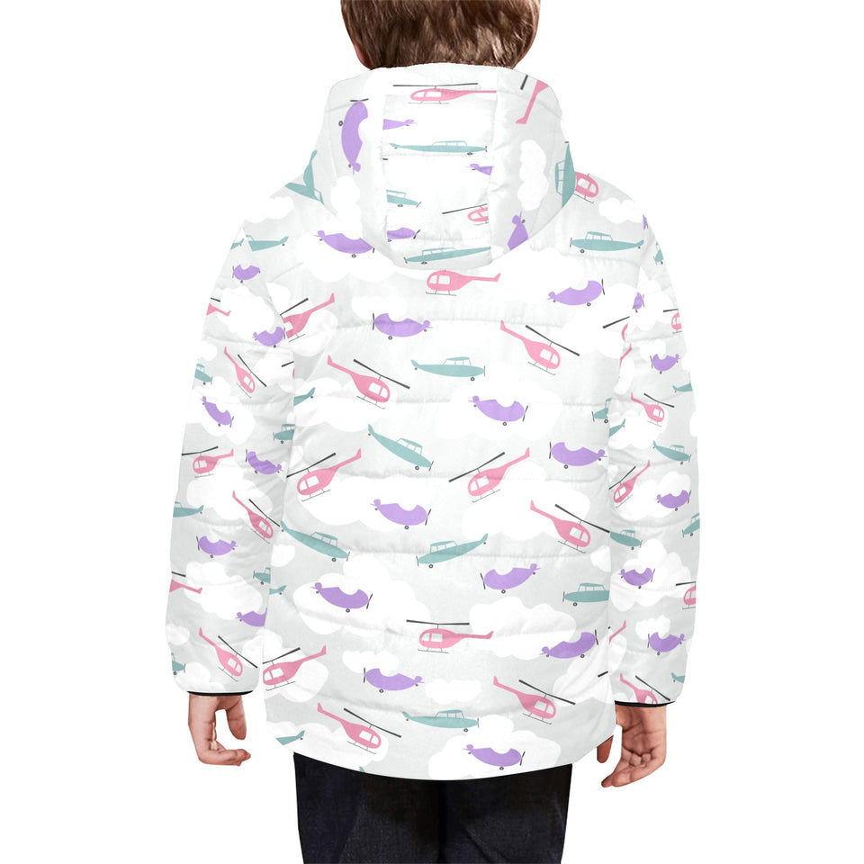 Helicopter plane pattern Kids' Boys' Girls' Padded Hooded Jacket
