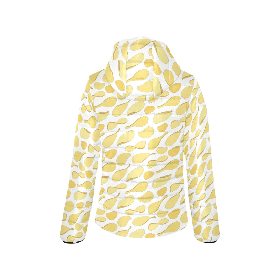 Potato Chips Pattern Print Design 02 Women's Padded Hooded Jacket