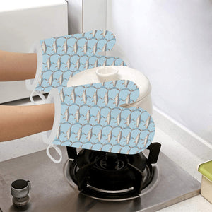 Swordfish Pattern Print Design 01 Heat Resistant Oven Mitts