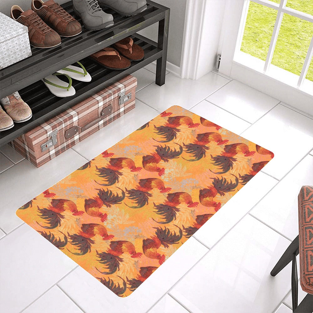 red rooster chicken cock pattern Doormat