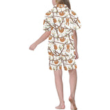 Sloths hanging on the tree pattern Kids' Boys' Girls' V-Neck Short Pajama Set