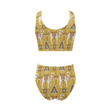 Camels ethnic motif pattern Chest Bowknot High Waisted Bikini Swimsuit
