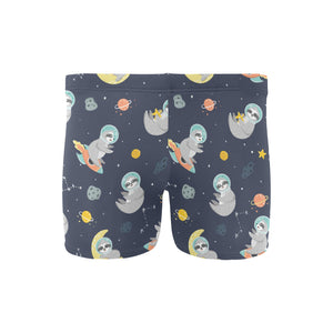 Cute sloth astronaut star planet rocket pattern Men's Swimming Trunks