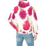dragon fruits design pattern Men's Padded Hooded Jacket