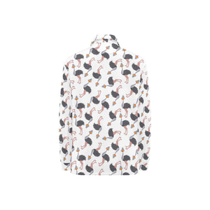 Ostrich Pattern Print Design 02 Women's Long Sleeve Polo Shirt