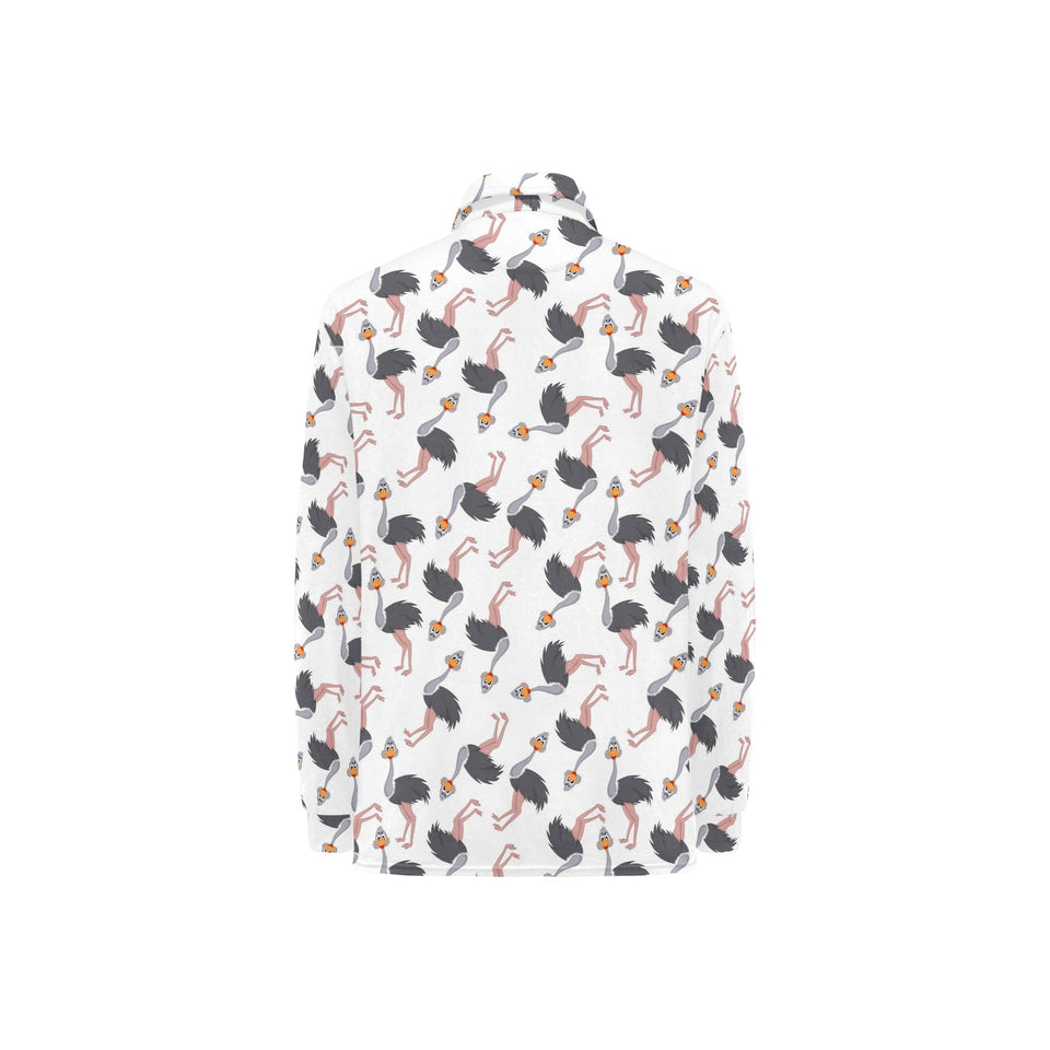 Ostrich Pattern Print Design 02 Women's Long Sleeve Polo Shirt