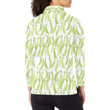 Green Peas Pattern Print Design 03 Women's Long Sleeve Polo Shirt