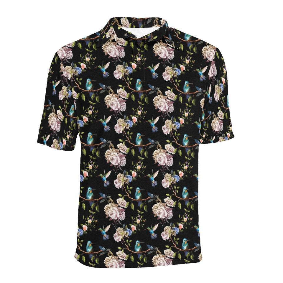 Hummingbird Pattern Print Design 03 Men's All Over Print Polo Shirt