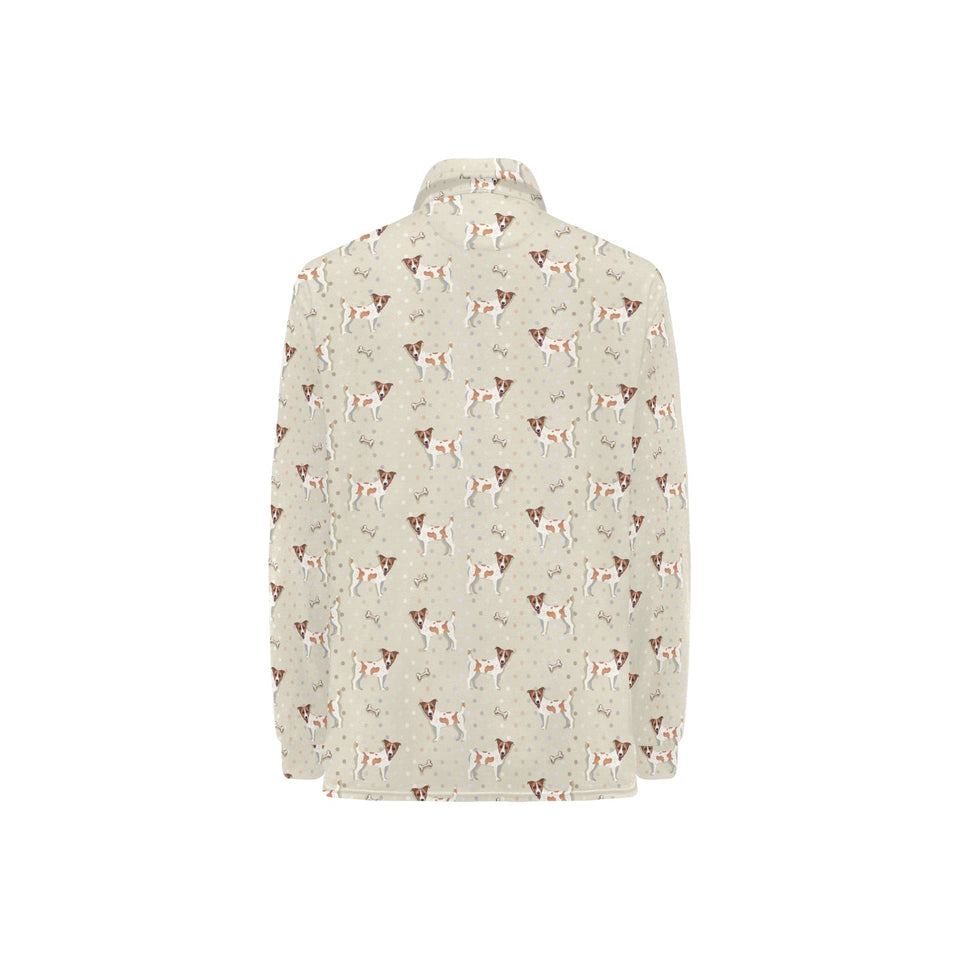 Jack Russel Pattern Print Design 02 Women's Long Sleeve Polo Shirt