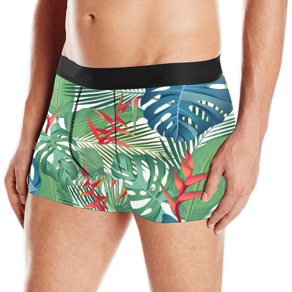 heliconia palm and monstera  leaves pattern Men's All Over Print Boxer Briefs Men's Underwear