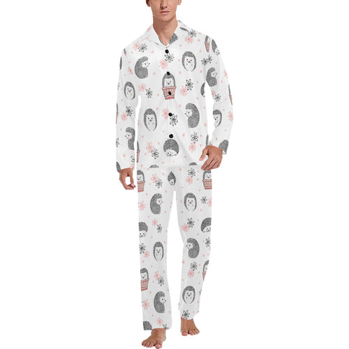 Hedgehog Pattern Print Design 02 Men's Long Pajama Set