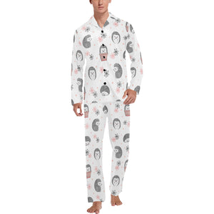 Hedgehog Pattern Print Design 02 Men's Long Pajama Set