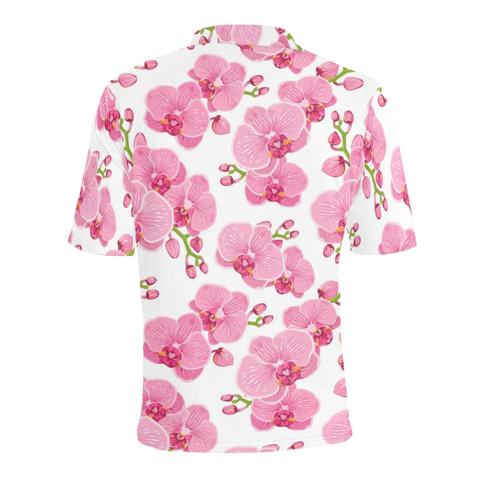 pink purple orchid pattern background Men's All Over Print Polo Shirt