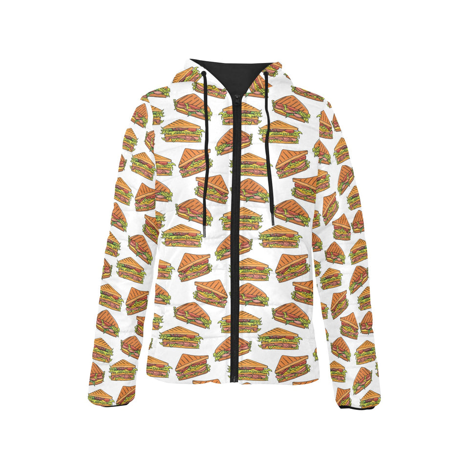 Sandwich Pattern Print Design 02 Women's Padded Hooded Jacket