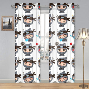 Cute ninja design pattern Gauze Curtain