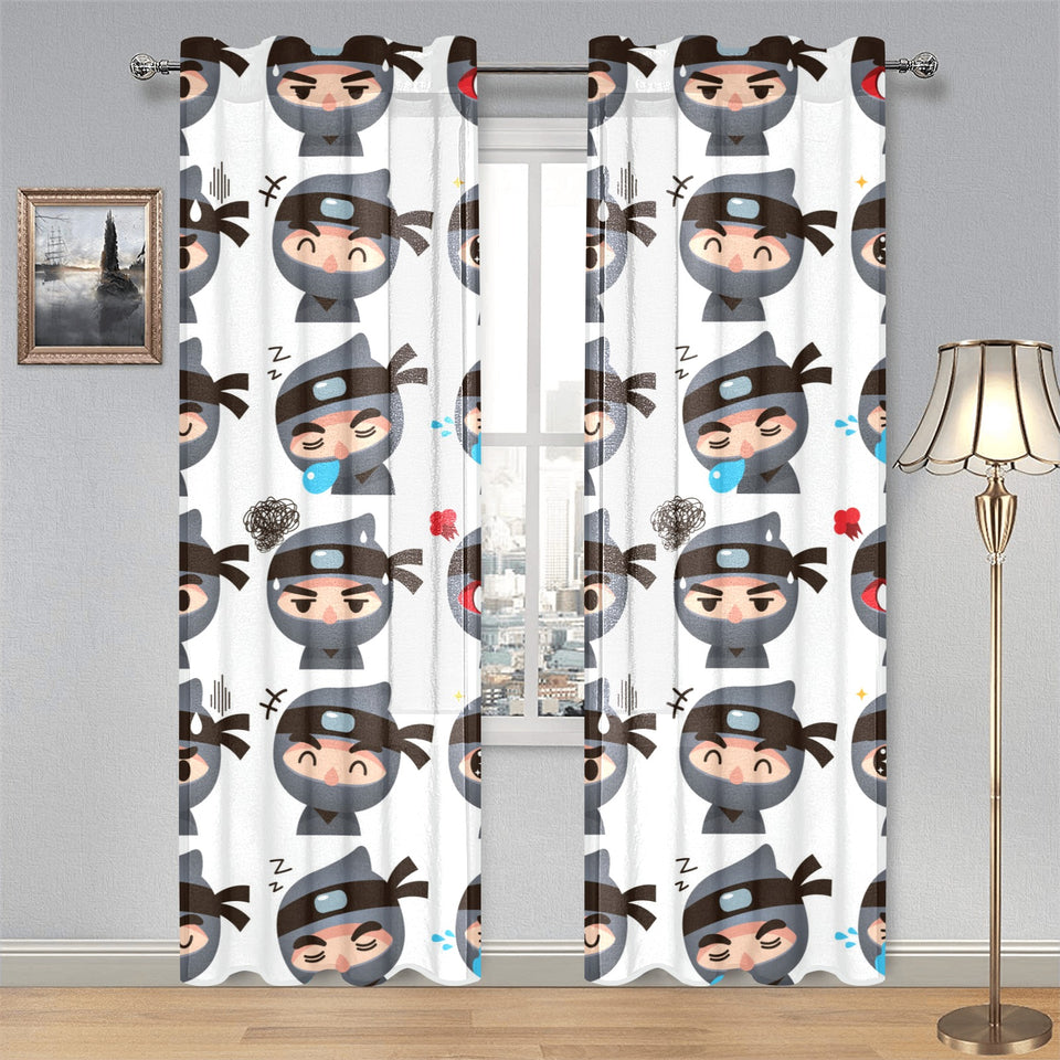 Cute ninja design pattern Gauze Curtain