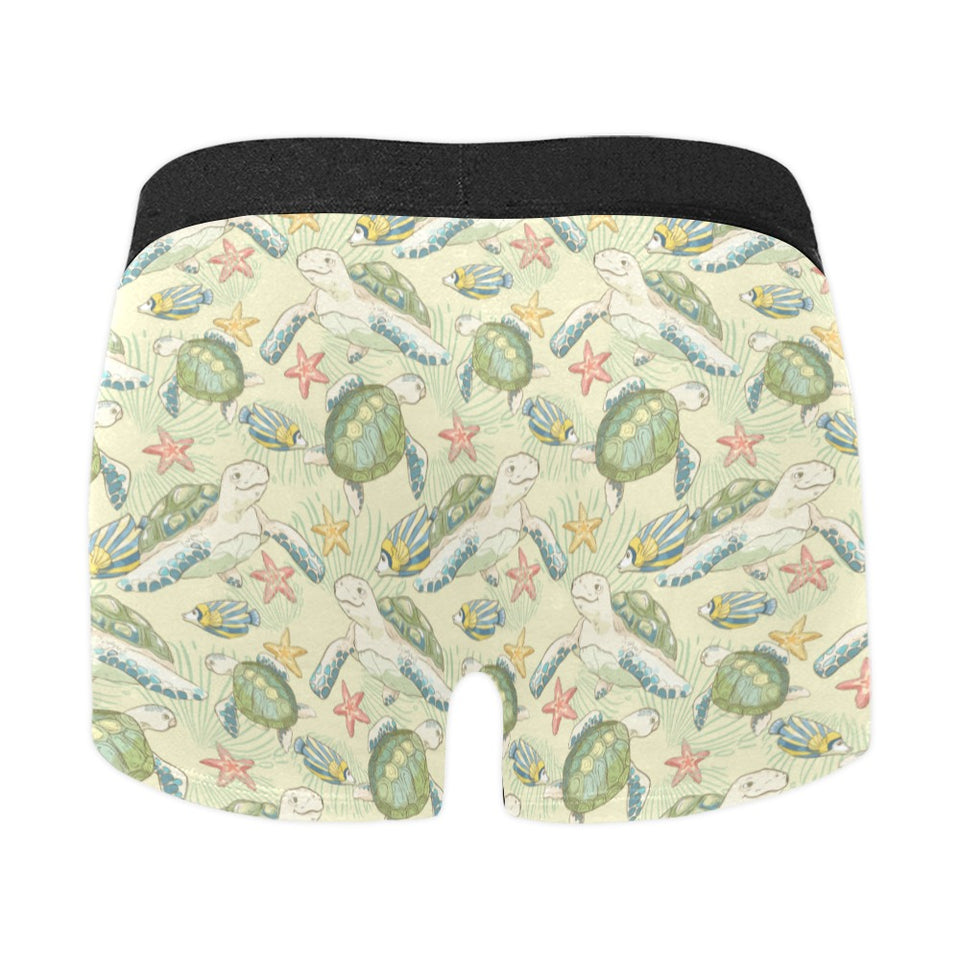 Hand drawn sea turtle fish pattern Men's All Over Print Boxer Briefs Men's Underwear