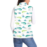 watercolor crocodile pattern Women's Padded Vest