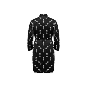 Engine Piston Black Theme Pattern Print Design 03 Men's Long Sleeve Belted Night Robe