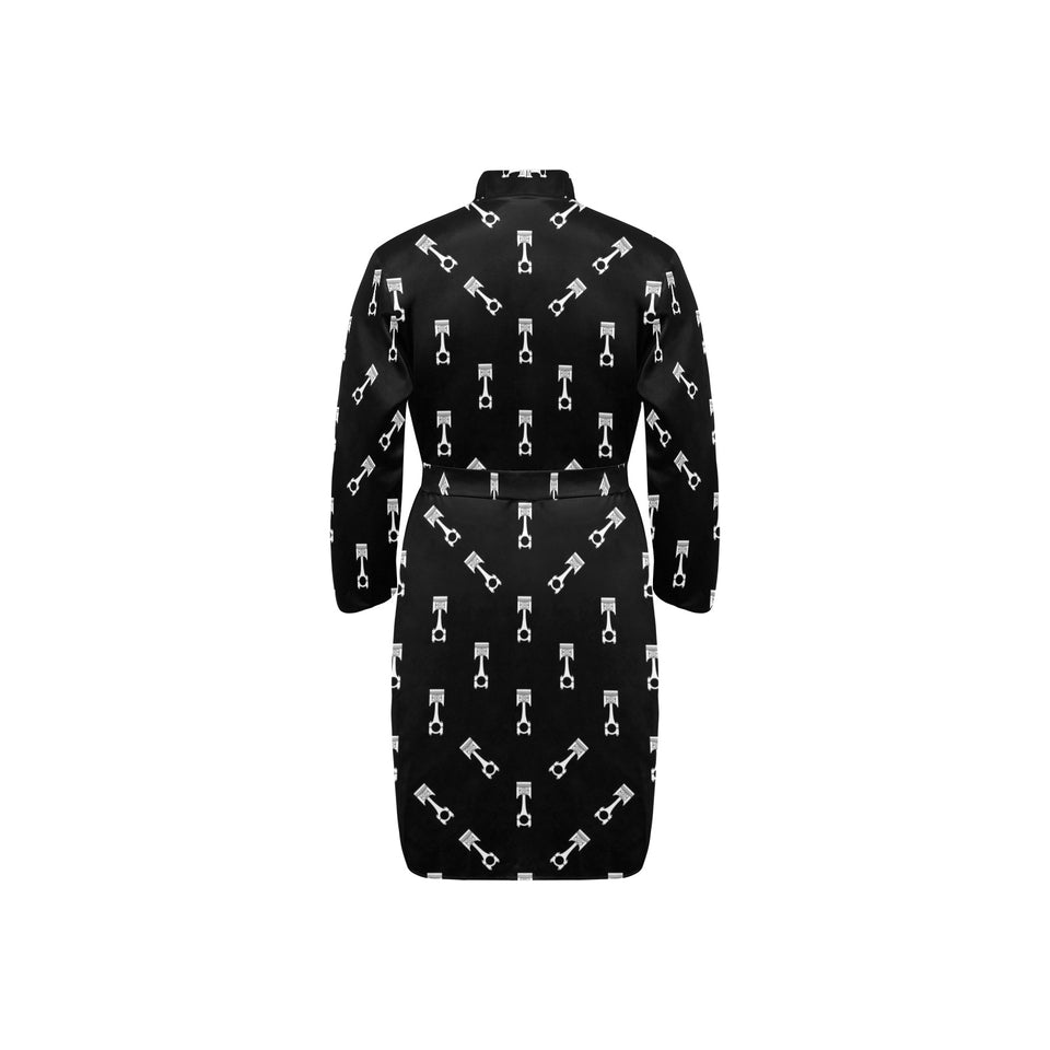 Engine Piston Black Theme Pattern Print Design 03 Men's Long Sleeve Belted Night Robe