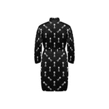 Engine Piston Black Theme Pattern Print Design 03 Men's Long Sleeve Belted Night Robe