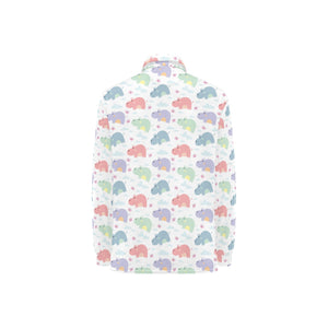 Hippopotamus Pattern Print Design 03 Women's Long Sleeve Polo Shirt