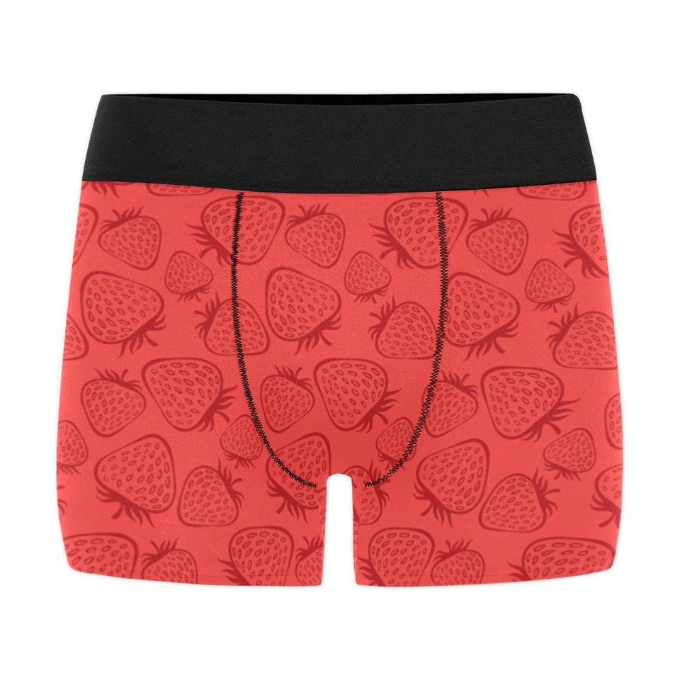 strawberry pattern red background Men's All Over Print Boxer Briefs Men's Underwear